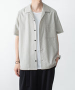 画像をギャラリービューアに読み込む, ATTACHMENT アタッチメントのWO/PE STRIPE OPEN COLLAR S/S SHIRT - S.GRAYの公式通販サイトsession福岡セレクトショップ
