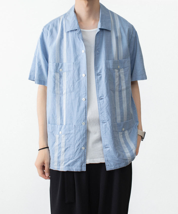ATTACHMENT アタッチメントのCO/TEN JACQUARD LAWN GUAYABERA SHIRT - S.BLUEの公式通販サイトsession福岡セレクトショップ