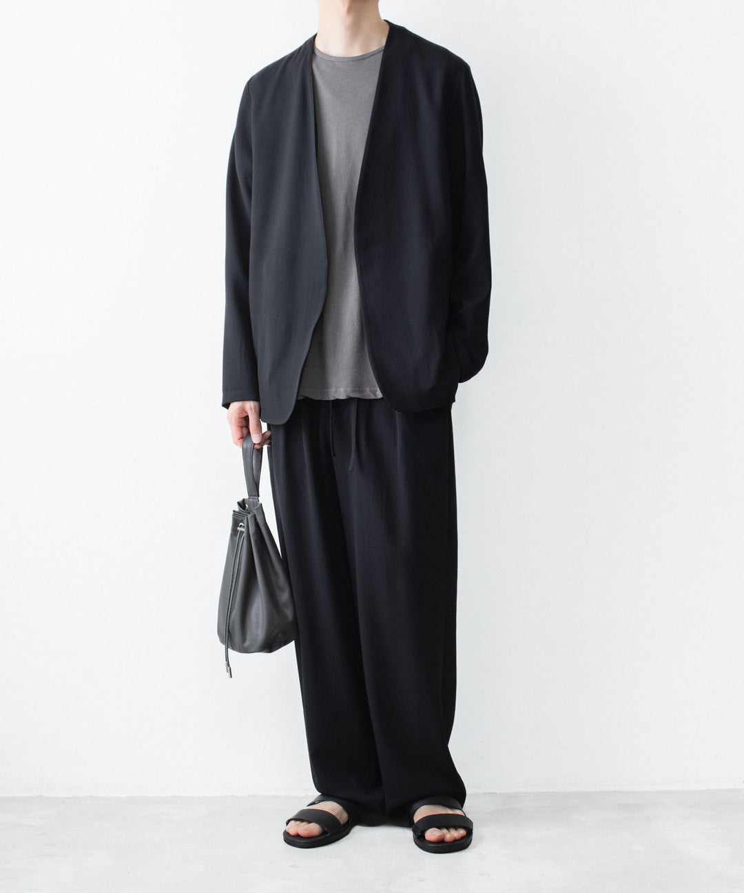ATTACHMENT アタッチメントの2/90 WO TWIST TWILL COLLARLESS JKT - BLACKの公式通販サイトsession福岡セレクトショップ