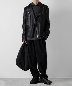 ATTACHMENT アタッチメントのPE STRETCH DOUBLE CLOTH BELTED TAPERED FIT TROUSERS - BLACK 公式通販サイトsession福岡セレクトショップ