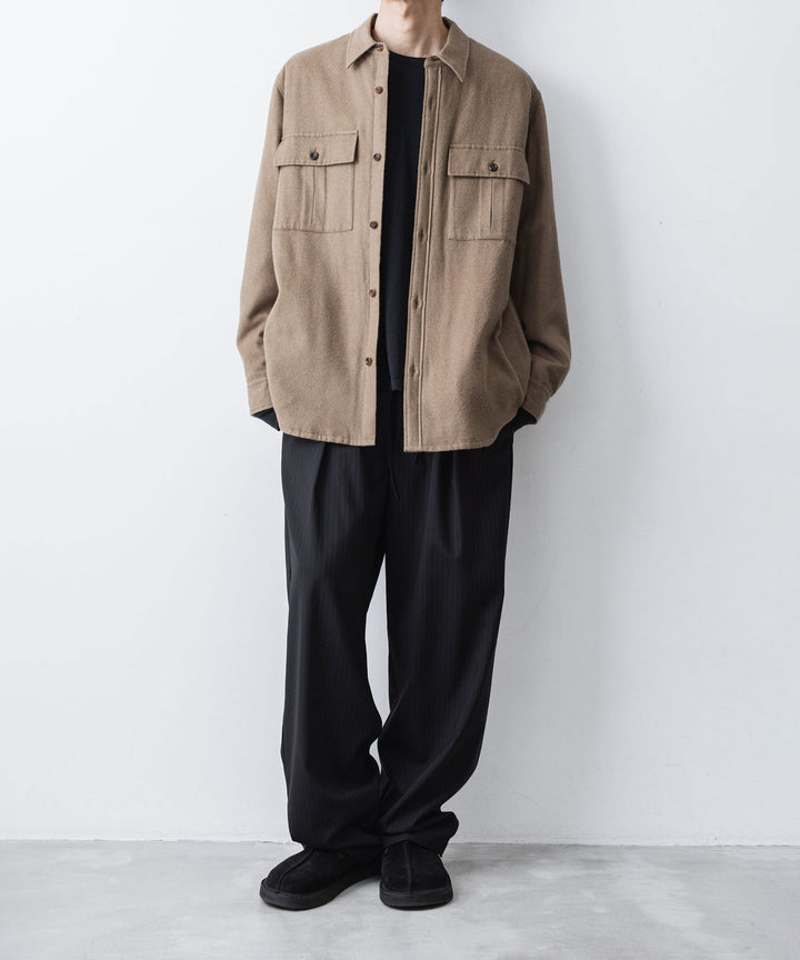 ATTACHMENT アタッチメントのT/W/SI STRETCH GABARDINE 1TUCK EASY TROUSERS - S.BLACKの公式通販サイトsession福岡セレクトショップ