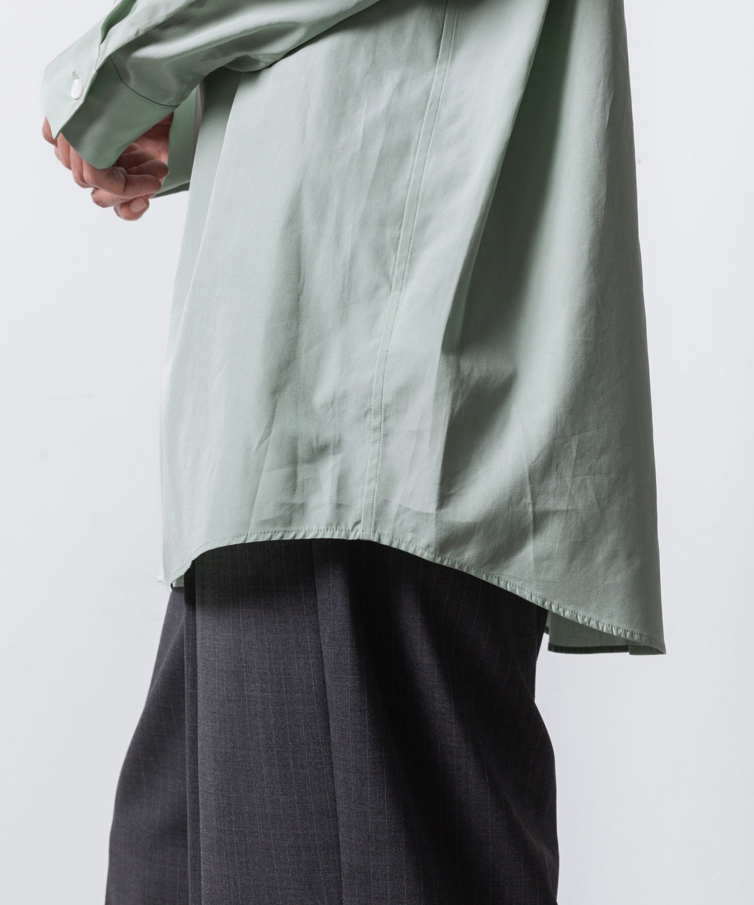ATTACHMENT アタッチメントの140/2 GIZA BROAD BANDCOLLAR L/S SHIRT - L.GREENの公式通販サイトsession福岡セレクトショップ