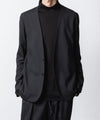 【 ATTACHMENT 】T/W/SI STRETCH GABARDINE COLLARLESS JKT - S.BLACK