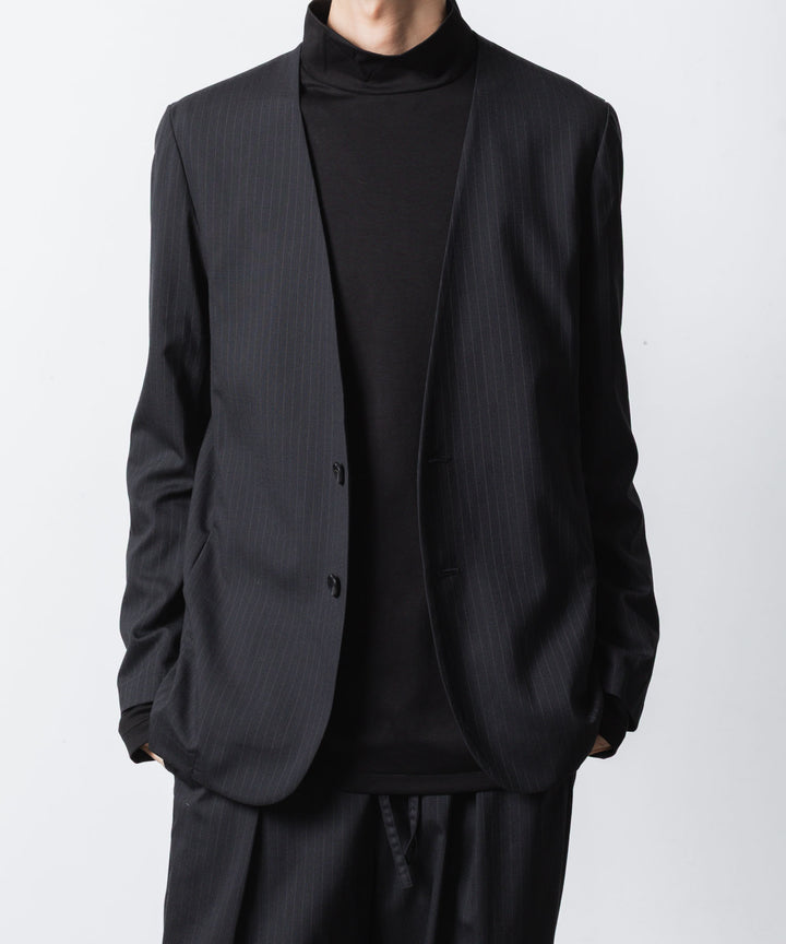 ATTACHMENT アタッチメントのT/W/SI STRETCH GABARDINE COLLARLESS JKT - S.BLACKの公式通販サイトsession福岡セレクトショップ