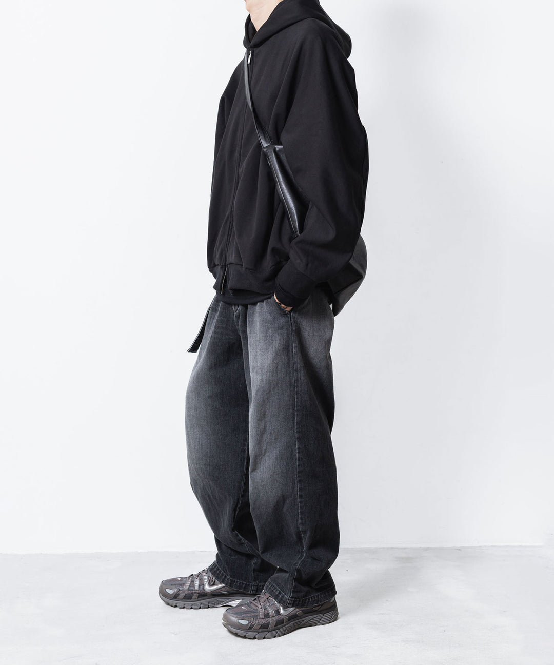 【 ATTACHMENT 】CO STRECH TERRY ZIP UP HOODIE - BLACK