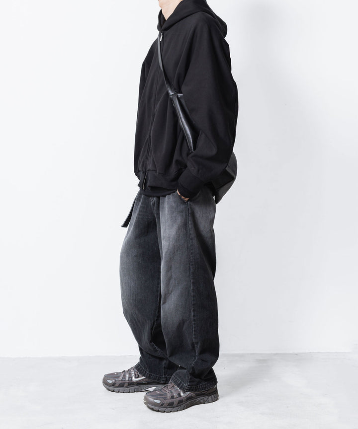 【 ATTACHMENT 】CO STRECH TERRY ZIP UP HOODIE - BLACK