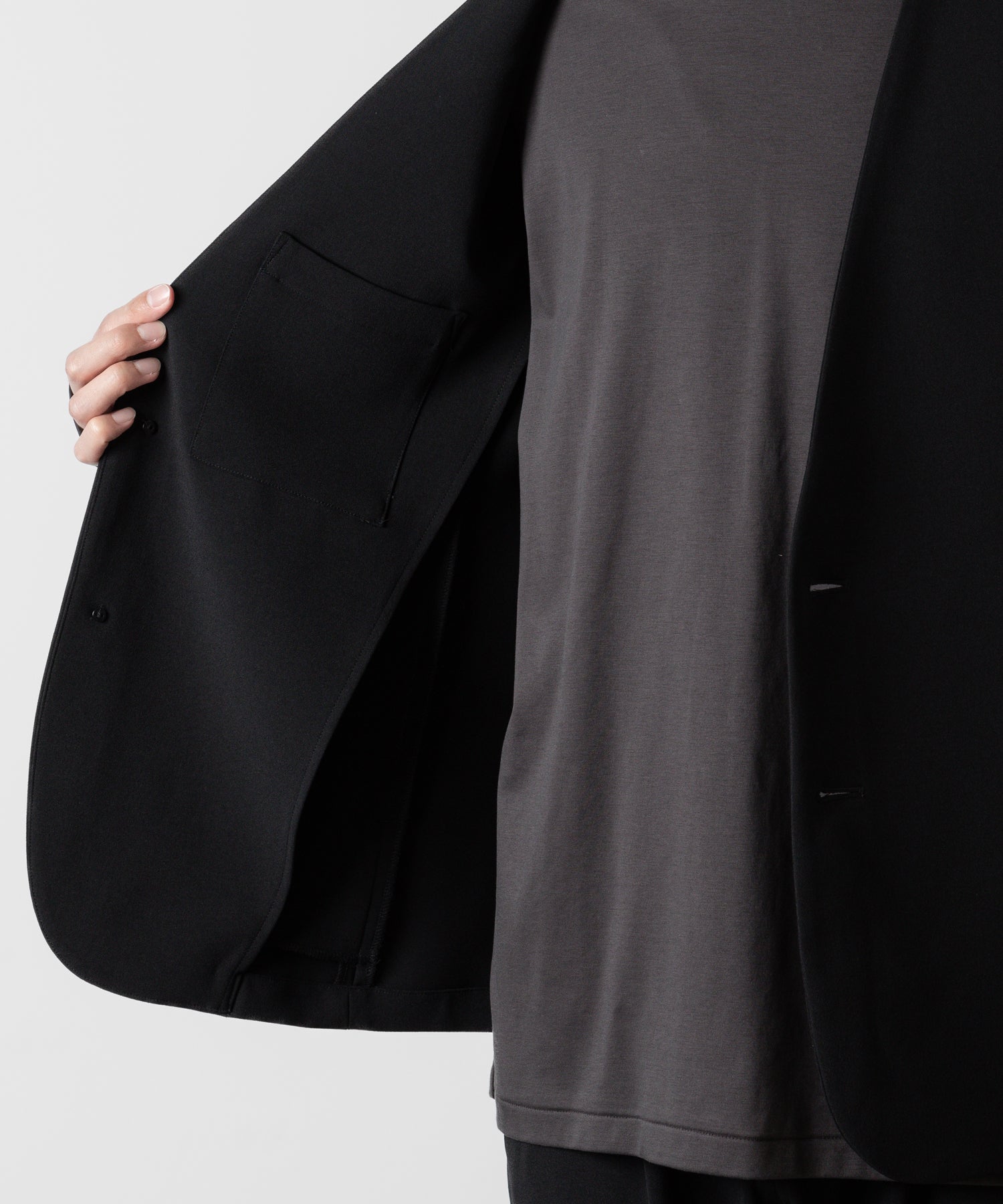 ATTACHMENT アタッチメントのPE STRETCH DOUBLE CLOTH COLLARLESS JACKET - BLACK 公式通販サイトsession福岡セレクトショップ