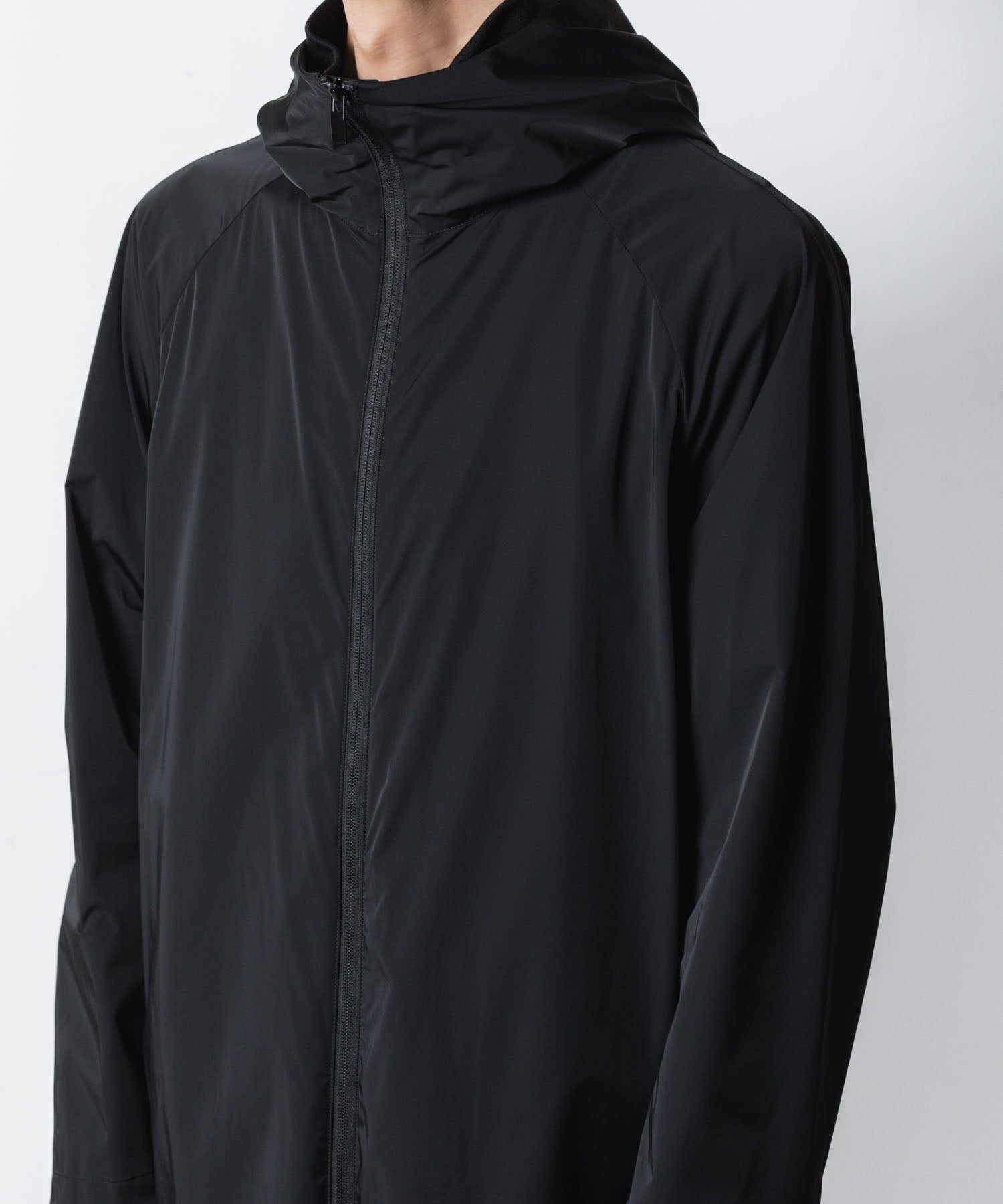 ATTACHMENT アタッチメントのNY 2LAYER STRETCH LIGHT HOODED COAT - BLACKの公式通販サイトsession福岡セレクトショップ