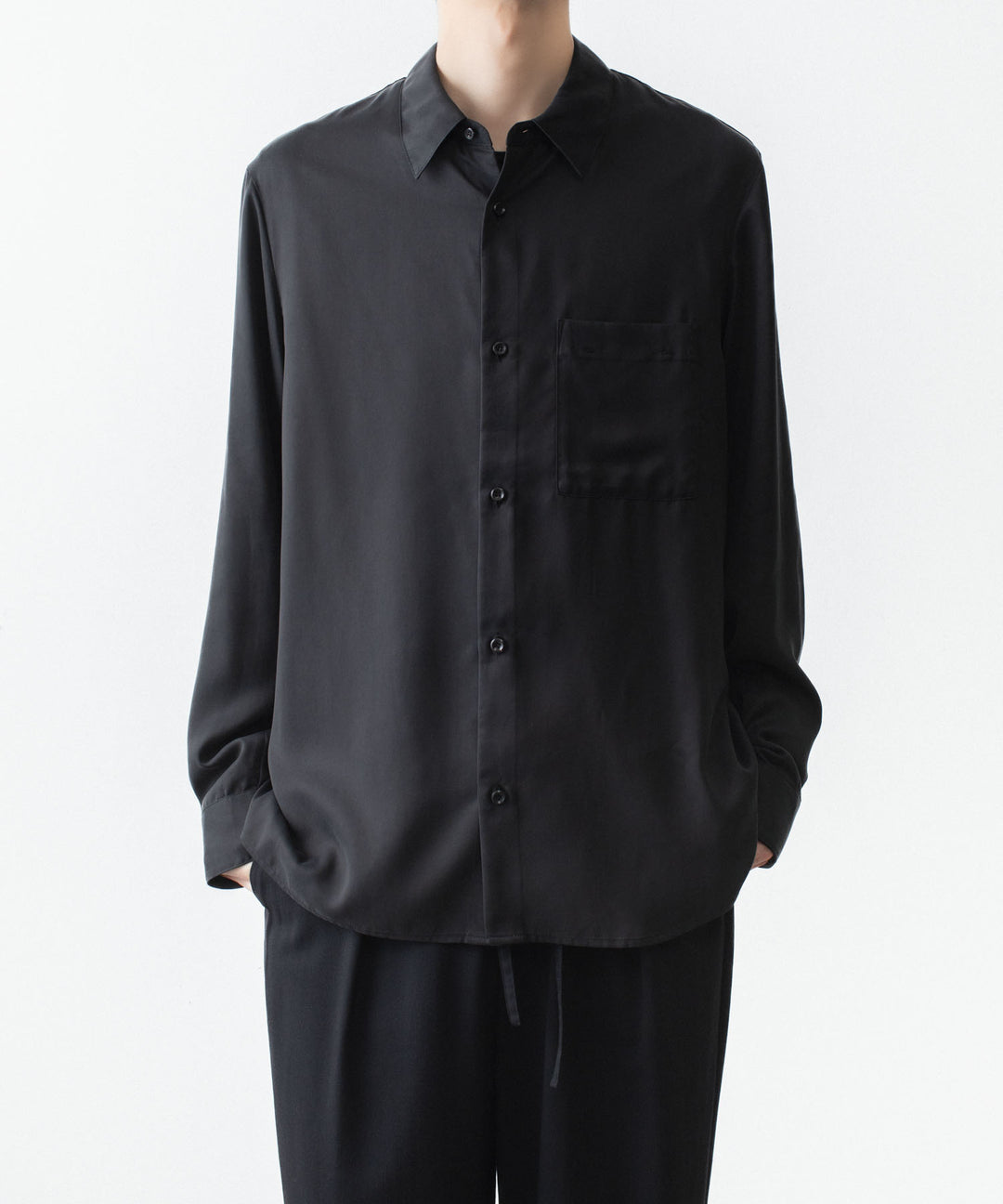 ATTACHMENT アタッチメントのCU/PE FIBRIL SATIN L/S SHIRT - BLACKの公式通販サイトsession福岡セレクトショップ