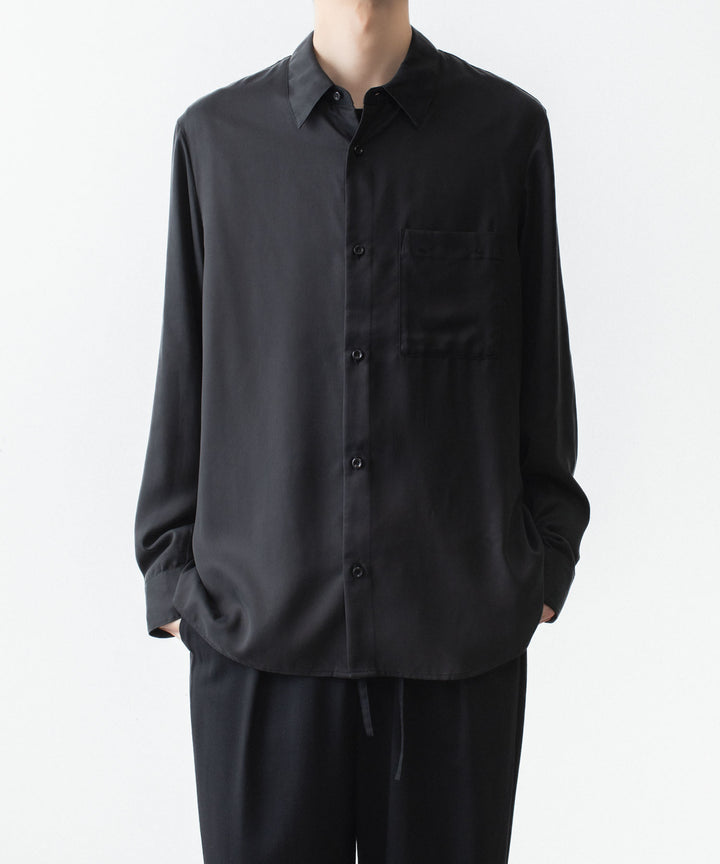 ATTACHMENT アタッチメントのCU/PE FIBRIL SATIN L/S SHIRT - BLACKの公式通販サイトsession福岡セレクトショップ