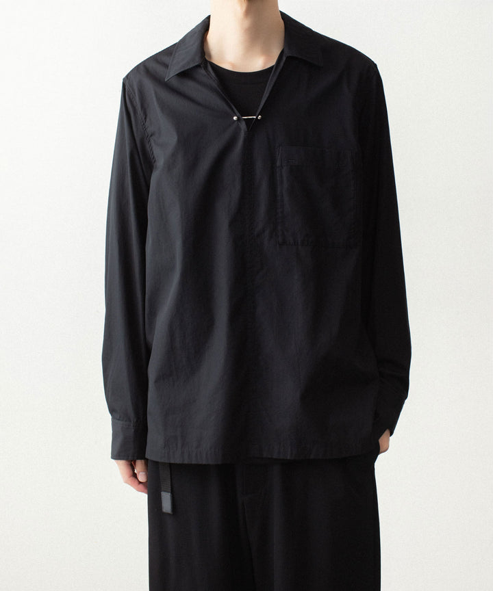 ATTACHMENT アタッチメントの140/2 GIZA BROAD PIERCED L/S SHIRT - BLACKの公式通販サイトsession福岡セレクトショップ