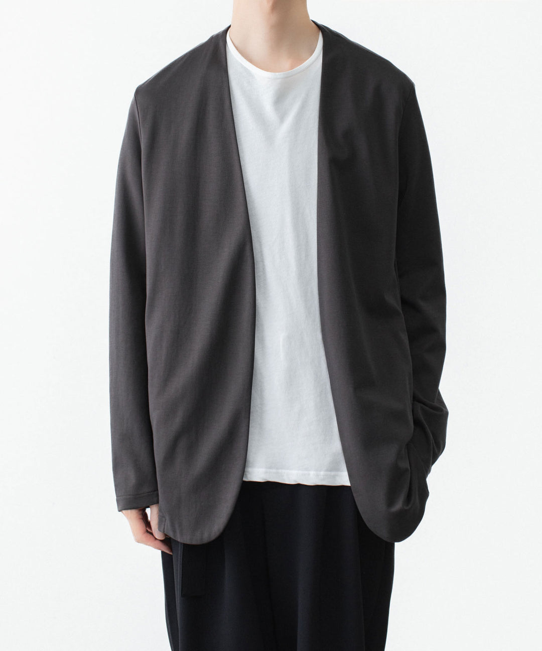 ATTACHMENT アタッチメントのCOTTON DOUBLE FACE COLLARLESS CARDIGAN - D.GRAYの公式通販サイトsession福岡セレクトショップ