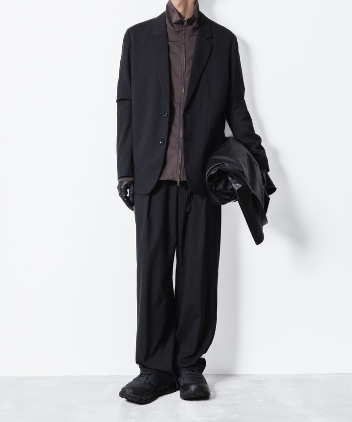 ATTACHMENT アタッチメントのT/W/SI STRETCH GABARDINE 1TUCK EASY TROUSERS - S.BLACKの公式通販サイトsession福岡セレクトショップ