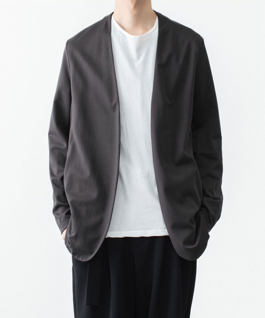 ATTACHMENT アタッチメントのCOTTON DOUBLE FACE COLLARLESS CARDIGAN - D.GRAYの公式通販サイトsession福岡セレクトショップ