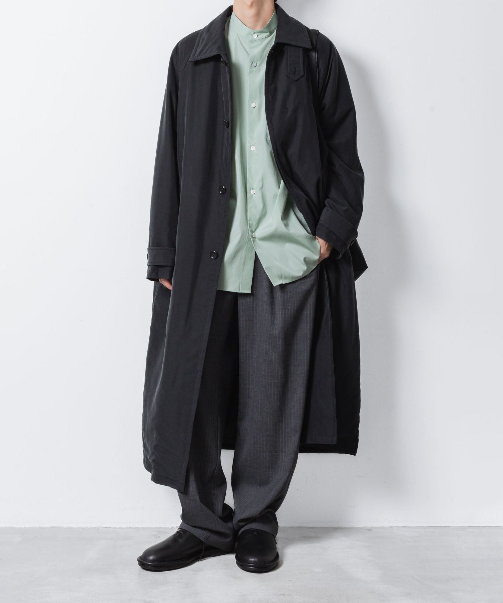 ATTACHMENT アタッチメントの140/2 GIZA BROAD BANDCOLLAR L/S SHIRT - L.GREENの公式通販サイトsession福岡セレクトショップ
