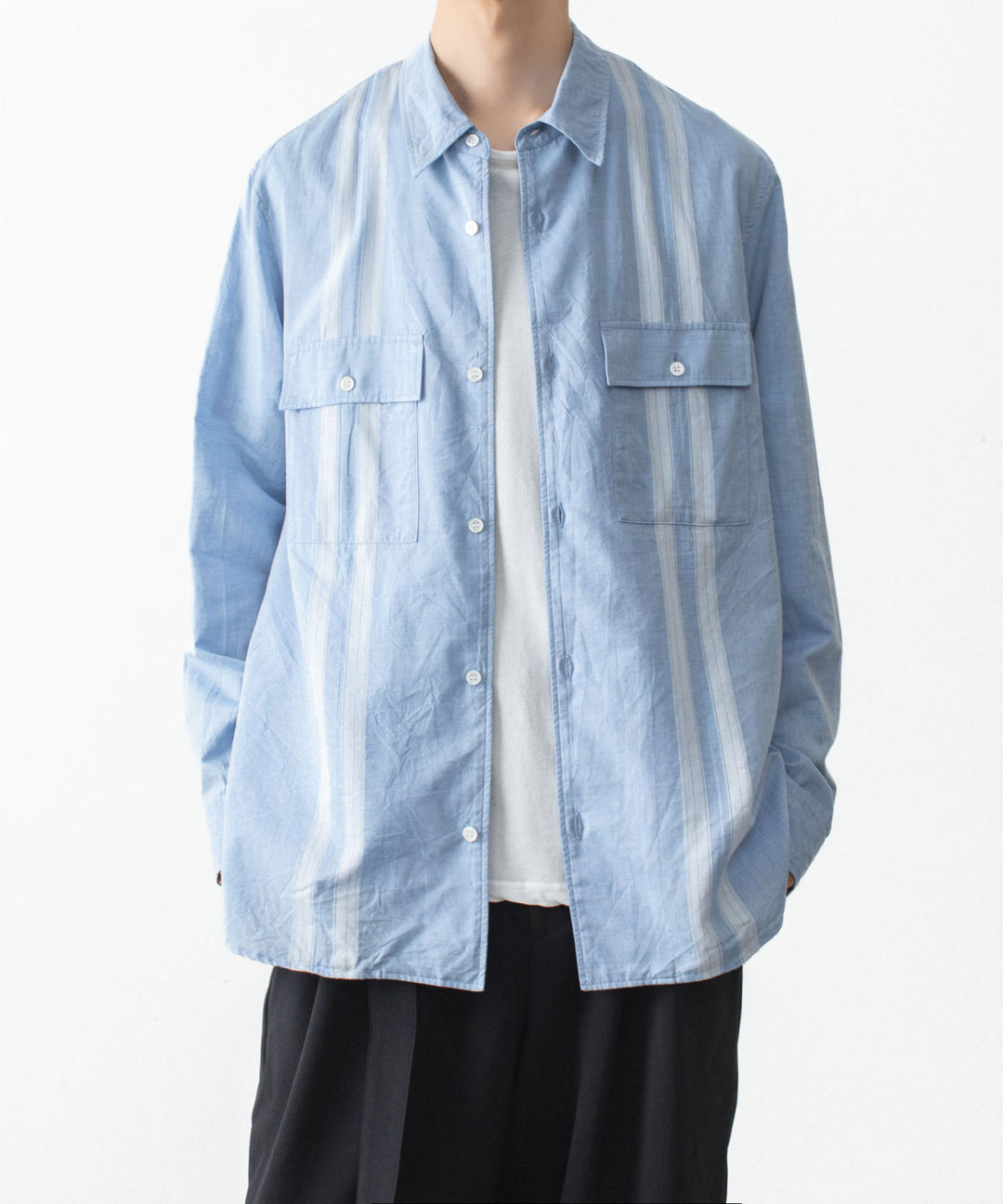 ATTACHMENT アタッチメントのCO/TEN JACQUARD LAWN PATCH POCKET L/S SHIRT - S.BLUEの公式通販サイトsession福岡セレクトショップ