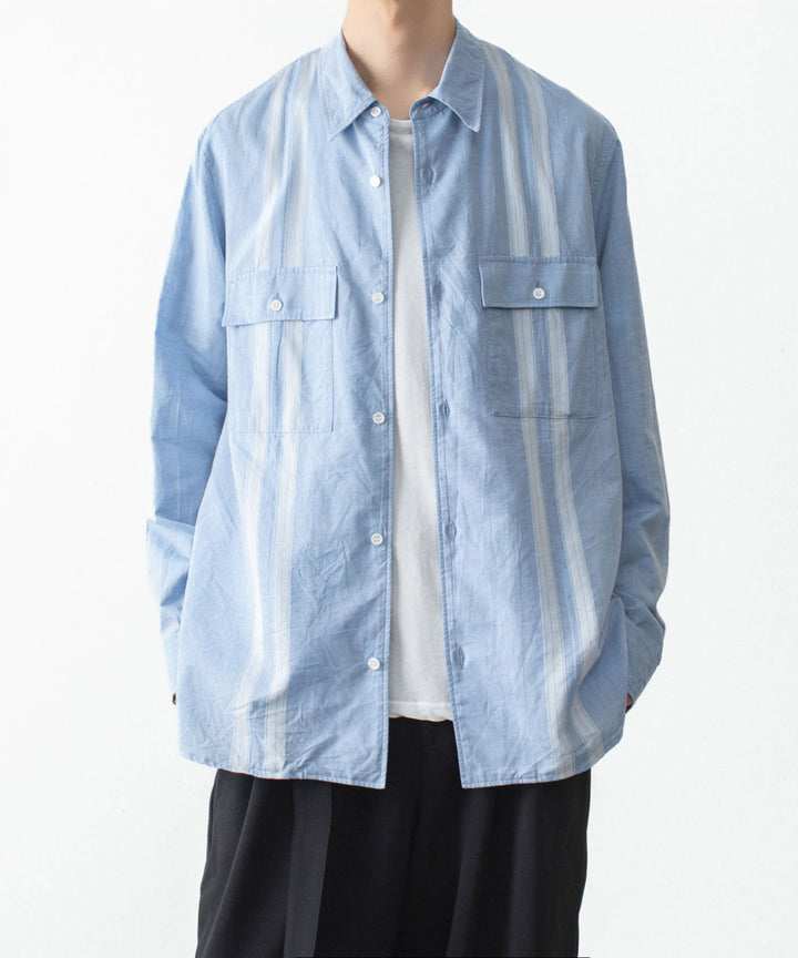 ATTACHMENT アタッチメントのCO/TEN JACQUARD LAWN PATCH POCKET L/S SHIRT - S.BLUEの公式通販サイトsession福岡セレクトショップ
