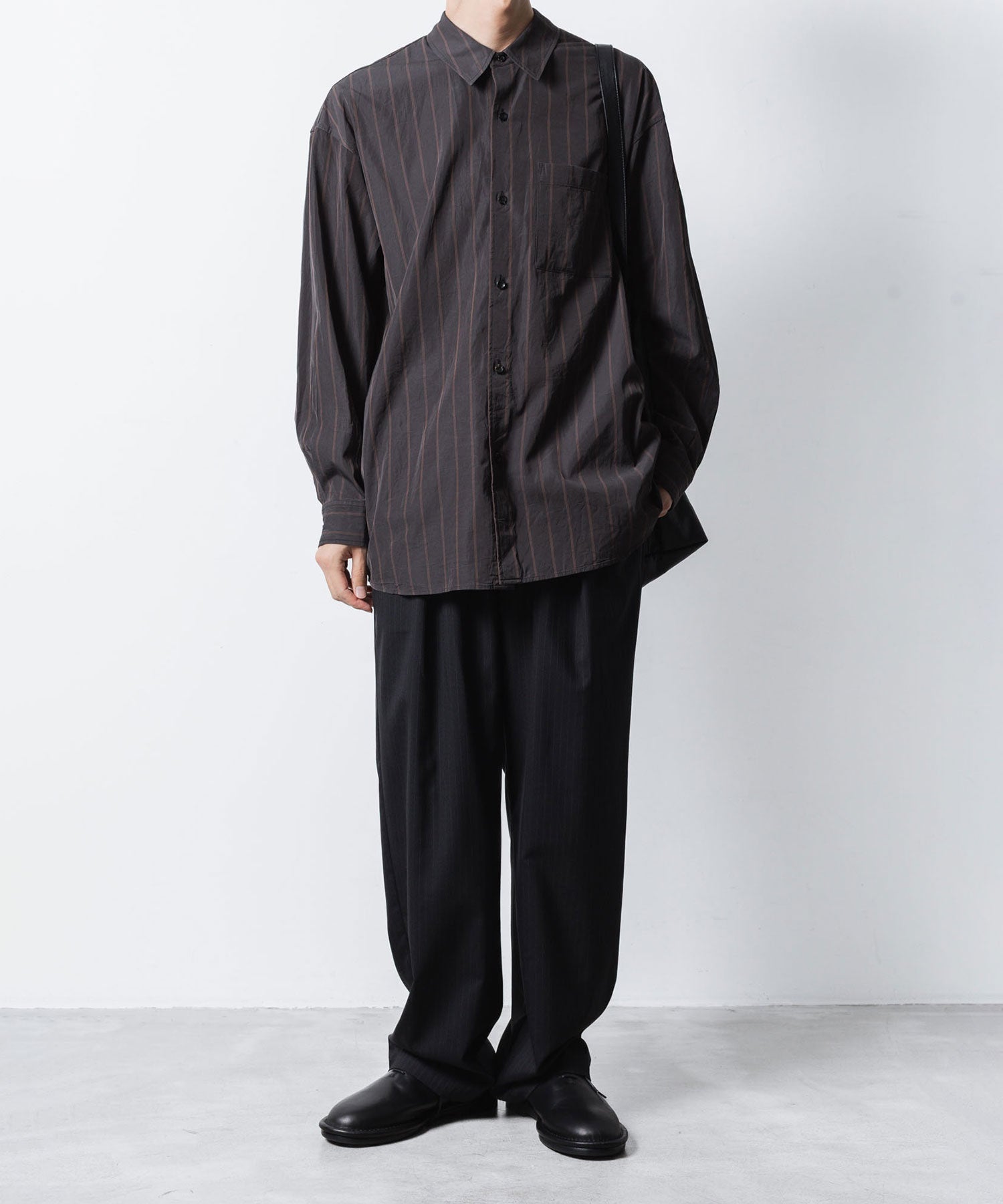 ATTACHMENT アタッチメントのCU/CO STRIPE TWILL L/S SHIRT - S.GRAYの公式通販サイトsession福岡セレクトショップ