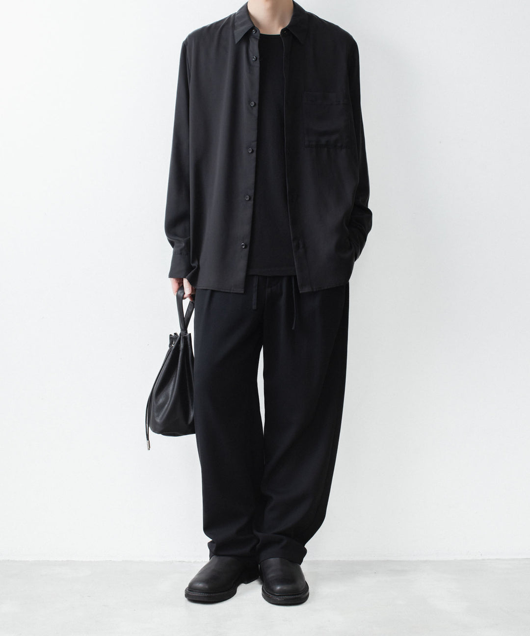 ATTACHMENT アタッチメントのCU/PE FIBRIL SATIN L/S SHIRT - BLACKの公式通販サイトsession福岡セレクトショップ