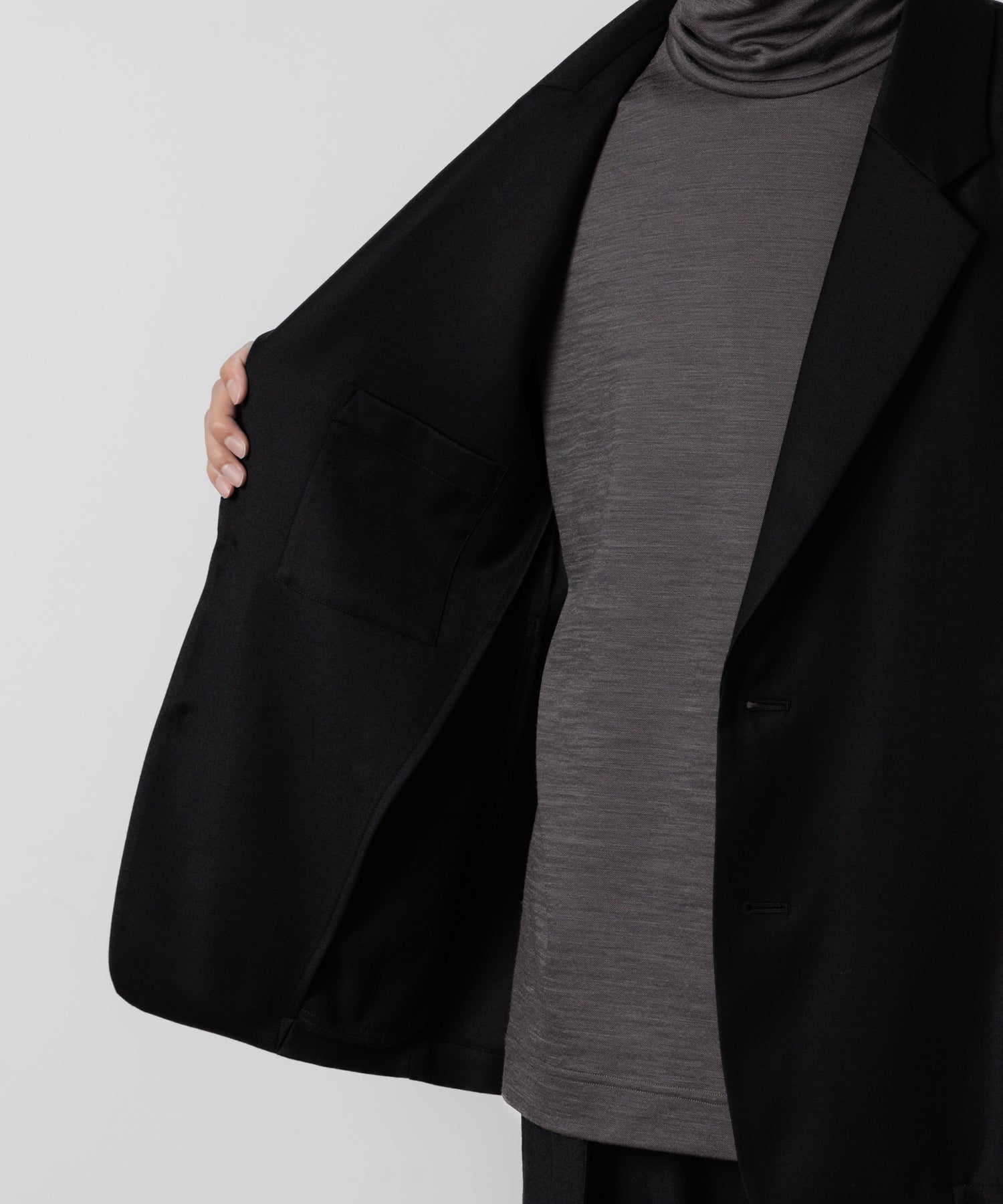 ATTACHMENT アタッチメントのWASHABLE WO/PE STRETCH SAXONY OVERSIZED LIGHT JACKET - BLACK 公式通販サイトsession福岡セレクトショップ