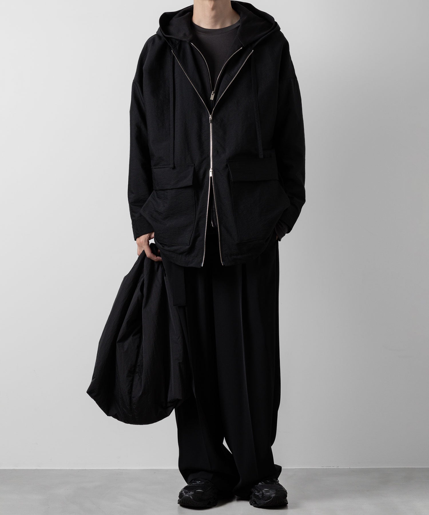 ATTACHMENT アタッチメントのCO/PE DOUBLE KNIT ZIP UP HOODIE - BLACK 公式通販サイトsession福岡セレクトショップ