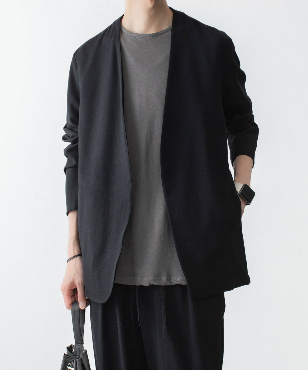ATTACHMENT アタッチメントの2/90 WO TWIST TWILL COLLARLESS JKT - BLACKの公式通販サイトsession福岡セレクトショップ