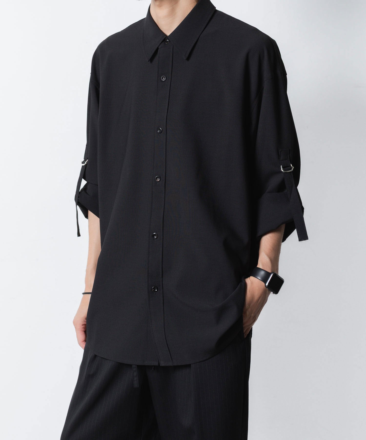ATTACHMENT アタッチメントのPE/RY STRETCH TROPICAL STRAP SLEEVE L/S SHIRT - BLACKの公式通販サイトsession福岡セレクトショップ