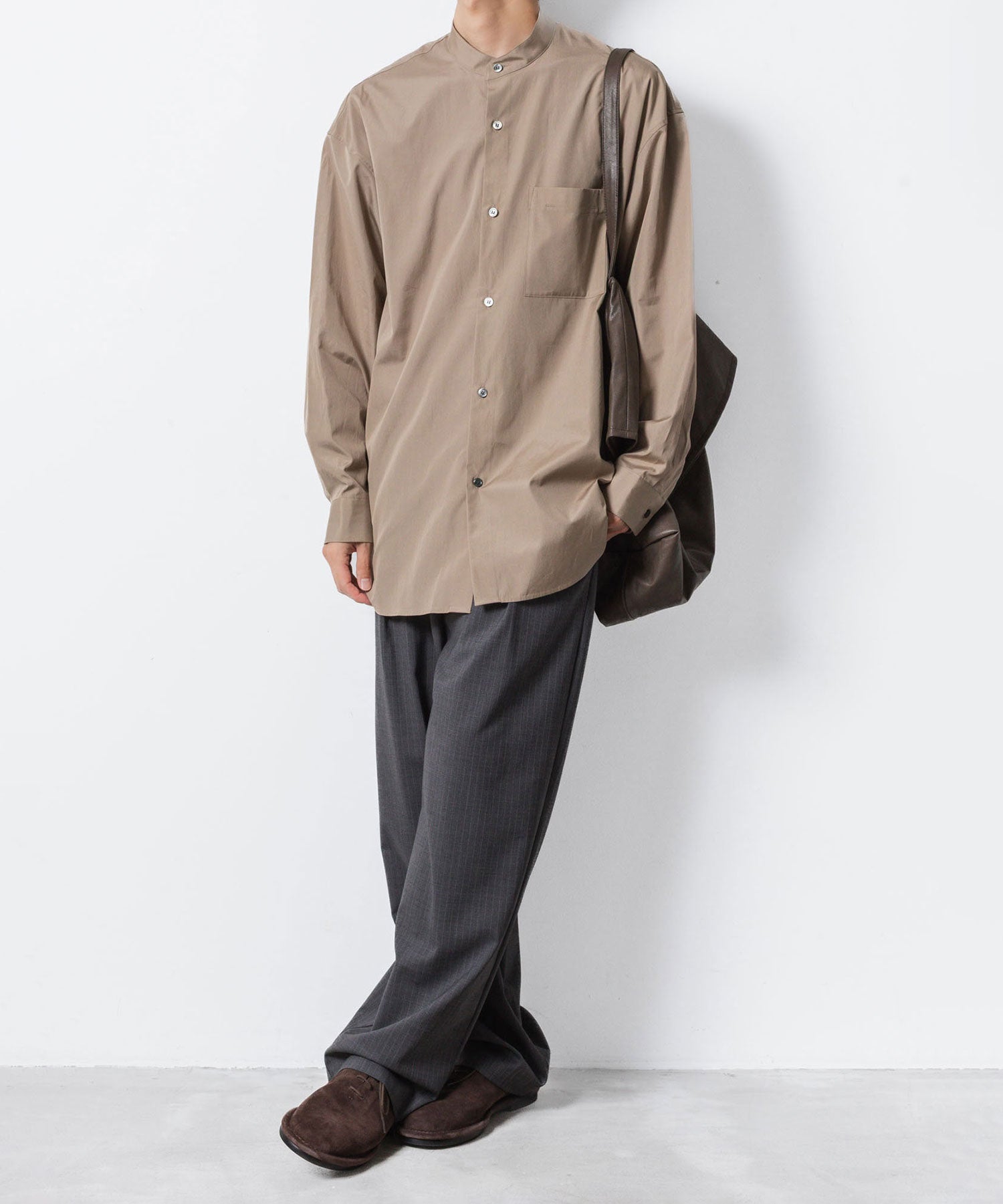 ATTACHMENT アタッチメントの140/2 GIZA BROAD BANDCOLLAR L/S SHIRT - CAMELの公式通販サイトsession福岡セレクトショップ