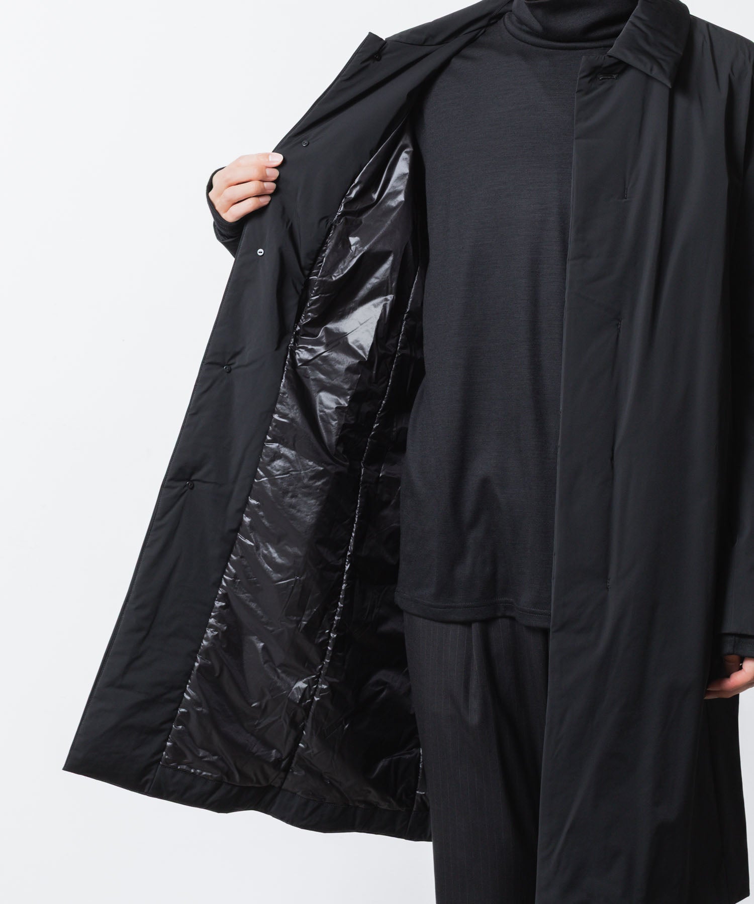 ATTACHMENT アタッチメントのNY 2LAYER STRETCH PADDING BALMACAAN COAT - BLACKの公式通販サイトsession福岡セレクトショップ
