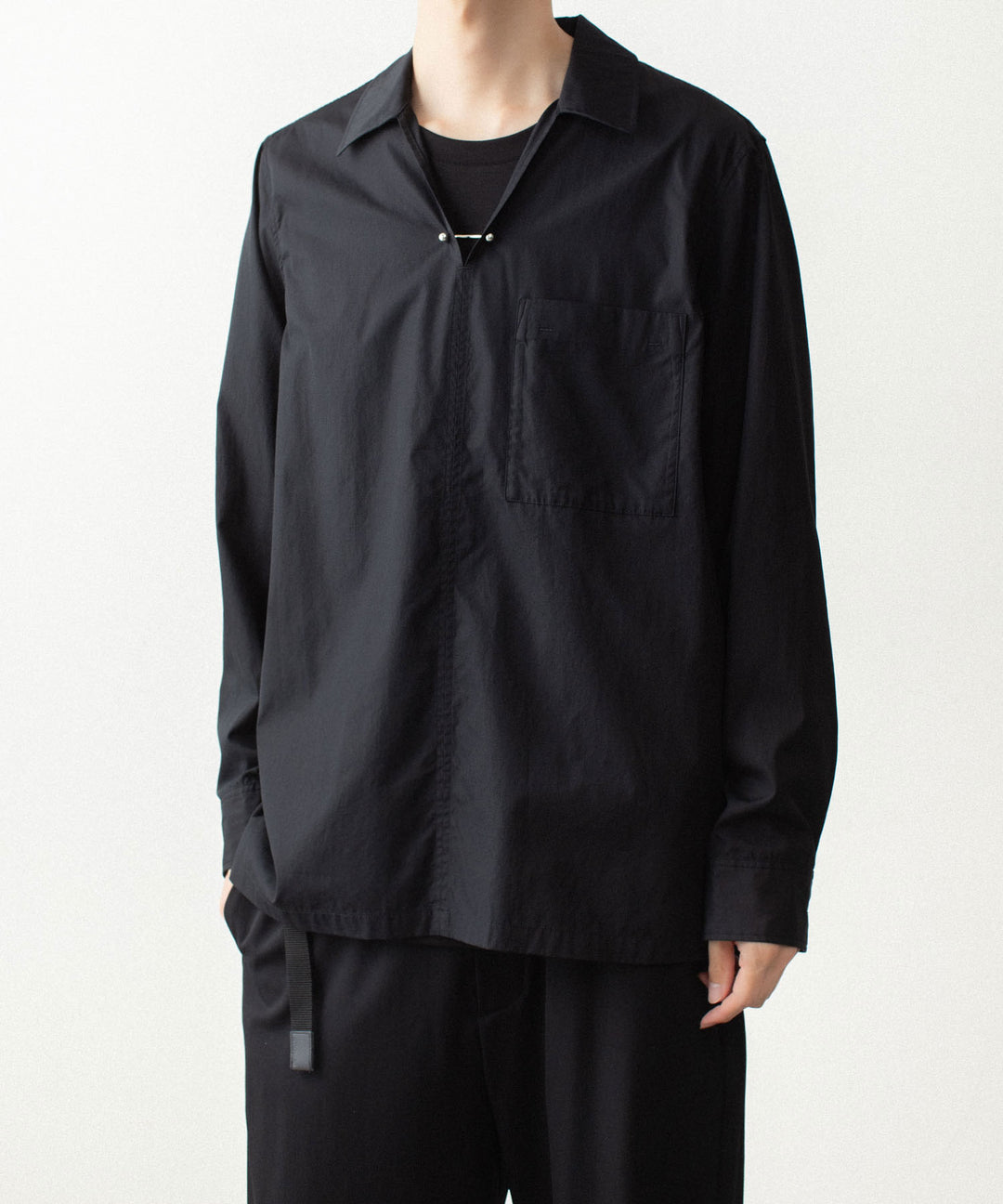 ATTACHMENT アタッチメントの140/2 GIZA BROAD PIERCED L/S SHIRT - BLACKの公式通販サイトsession福岡セレクトショップ