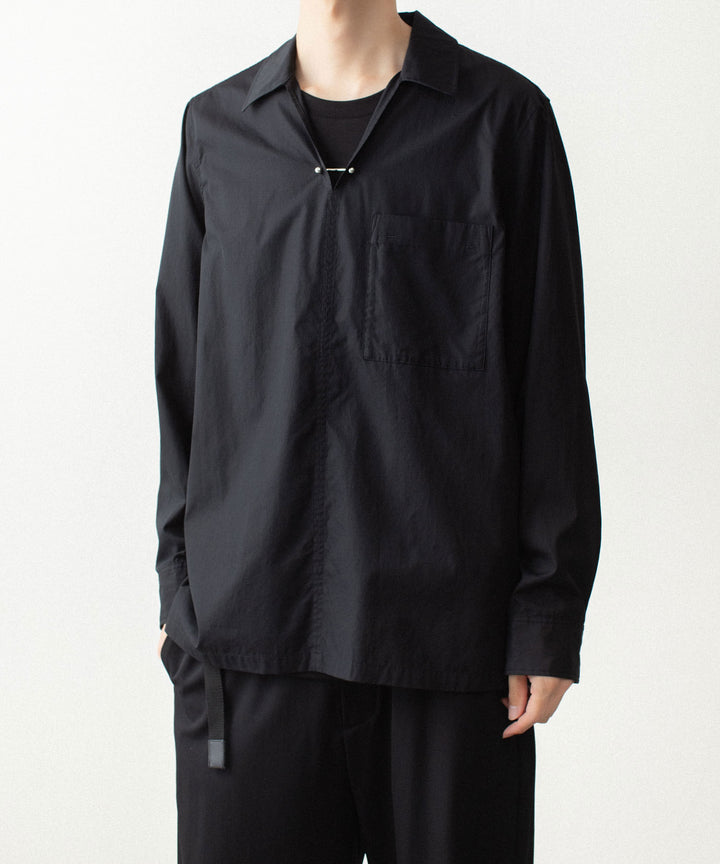 ATTACHMENT アタッチメントの140/2 GIZA BROAD PIERCED L/S SHIRT - BLACKの公式通販サイトsession福岡セレクトショップ