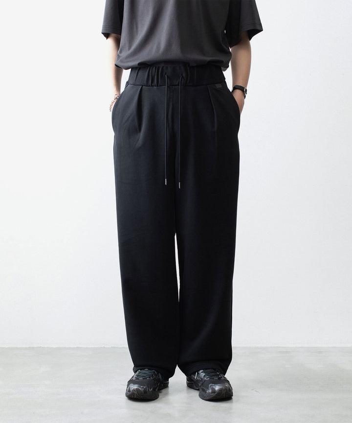 ATTACHMENT アタッチメントのCO STRETCH TERRY 1TUCK EASY TROUSERS - BLACKの公式通販サイトsession福岡セレクトショップ