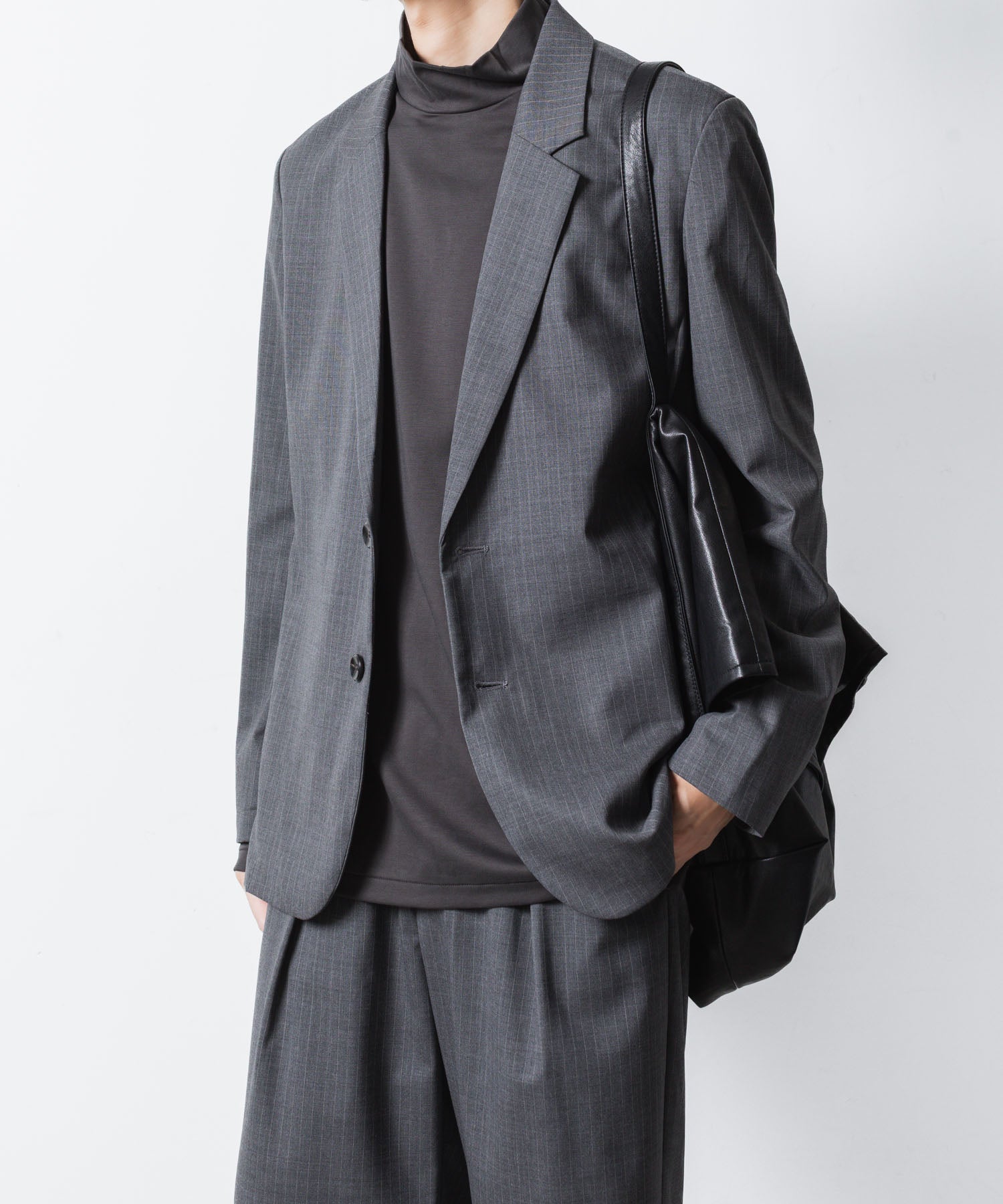 ATTACHMENT アタッチメントのCOTTON DOUBLE FACE SLIM FIT HIGHNECK L/S TEE - D.GRAYの公式通販サイトsession福岡セレクトショップ