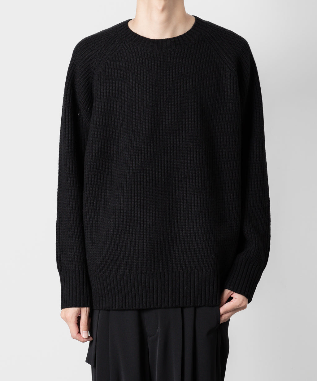 ATTACHMENT アタッチメントのBRITISH WO KNIT CREWNECK  PULLOVER - BLACK 公式通販サイトsession福岡セレクトショップ