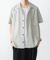 【 ATTACHMENT 】WO/PE STRIPE OPEN COLLAR S/S SHIRT - S.GRAY