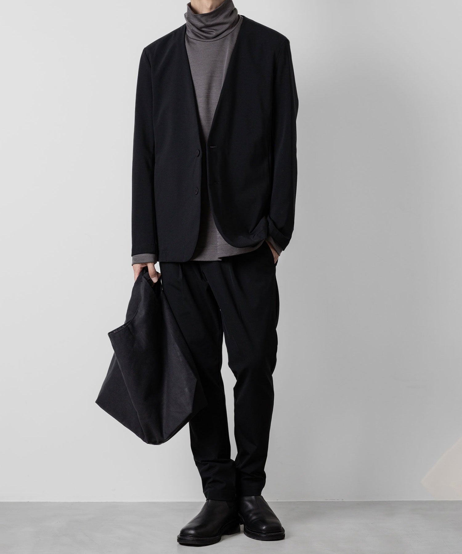 TTACHMENT アタッチメントのNY/CO STRETCH JERSEY COLLARLESS JACKET - BLACK 公式通販サイトsession福岡セレクトショップ