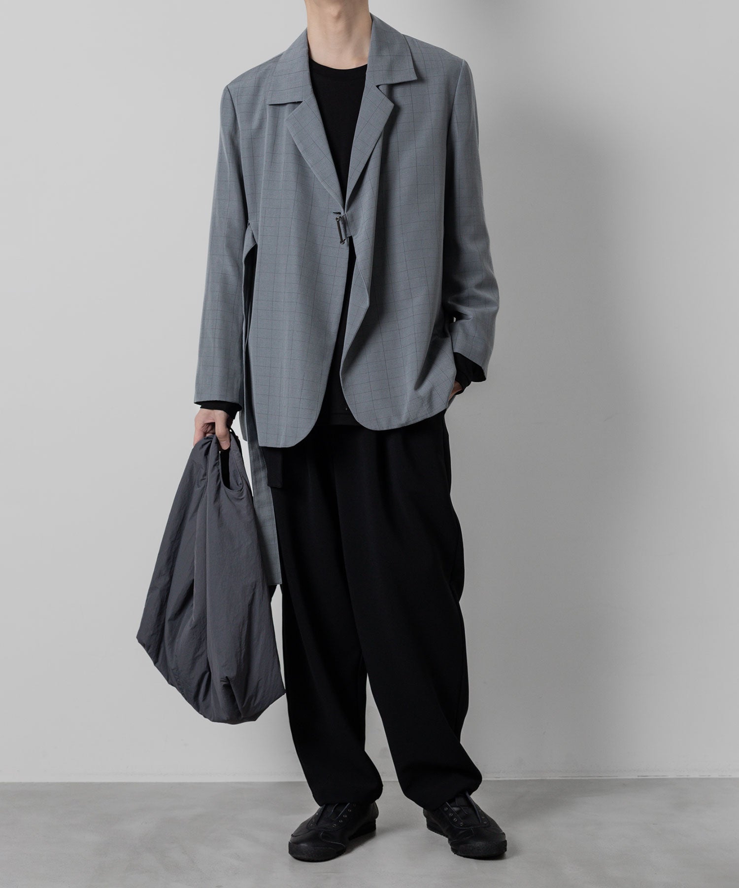 ATTACHMENT(アタッチメント)のGRID CHECK CLOTH BELTED JACKETのC.BLUE