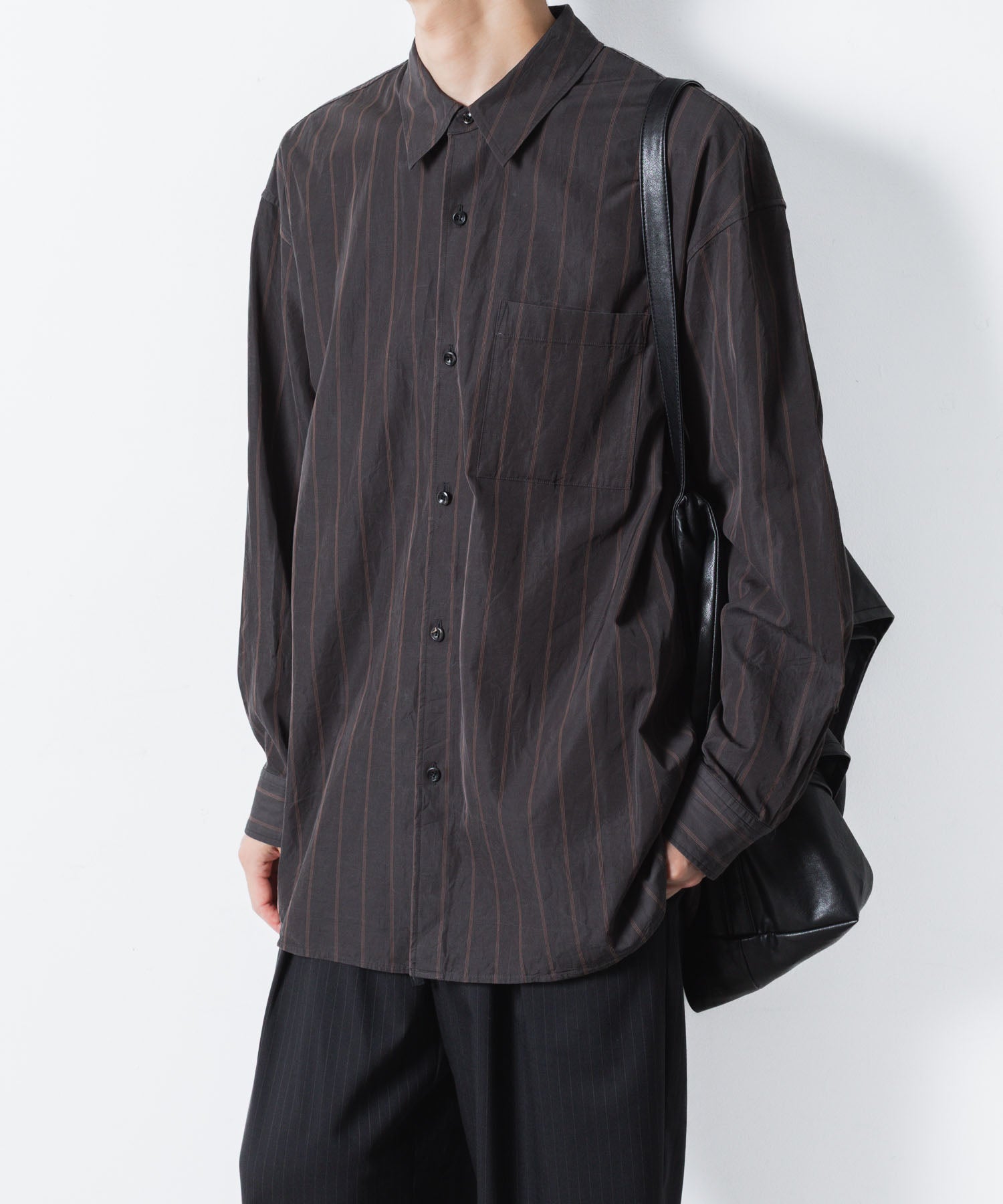 ATTACHMENT アタッチメントのCU/CO STRIPE TWILL L/S SHIRT - S.GRAYの公式通販サイトsession福岡セレクトショップ