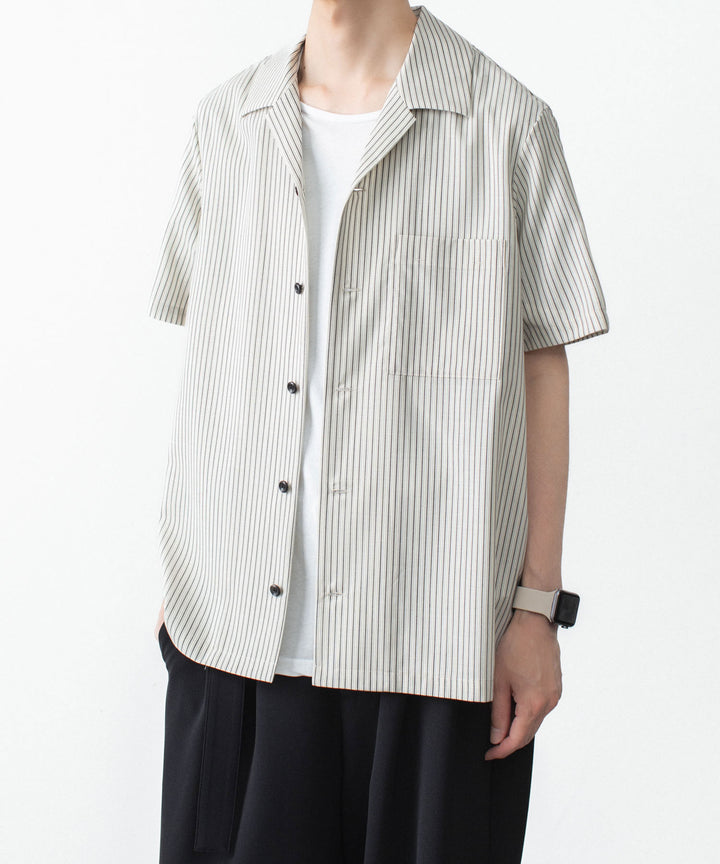 ATTACHMENT アタッチメントのWO/PE STRIPE OPEN COLLAR S/S SHIRT - S.GRAYの公式通販サイトsession福岡セレクトショップ