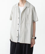 画像をギャラリービューアに読み込む, ATTACHMENT アタッチメントのWO/PE STRIPE OPEN COLLAR S/S SHIRT - S.GRAYの公式通販サイトsession福岡セレクトショップ
