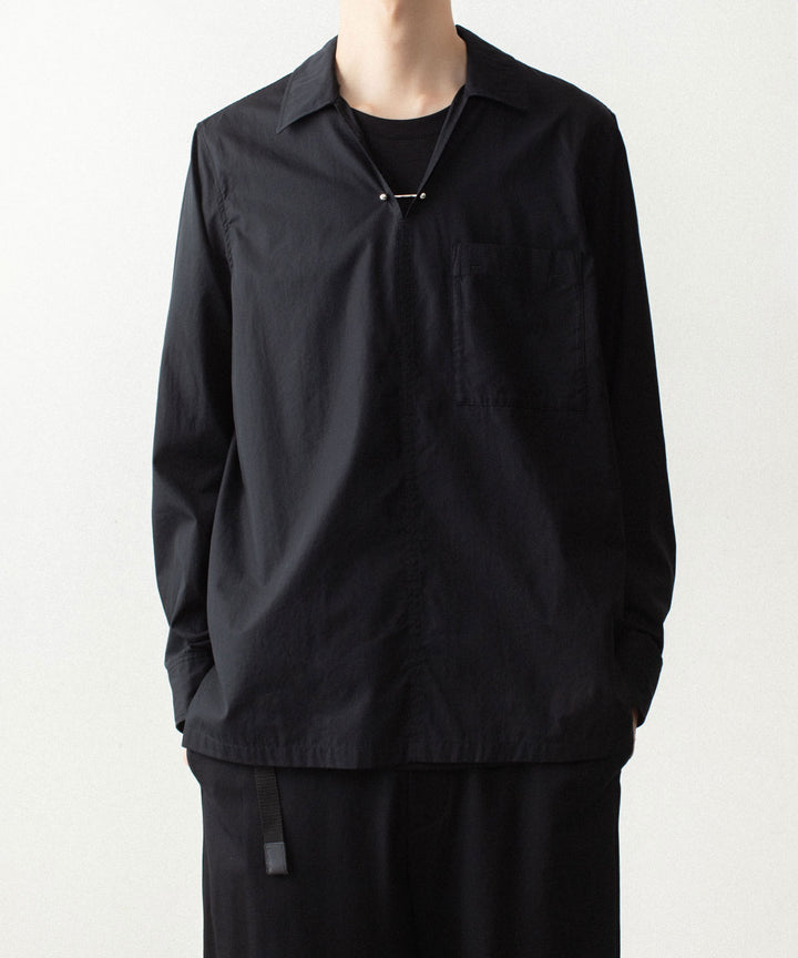ATTACHMENT アタッチメントの140/2 GIZA BROAD PIERCED L/S SHIRT - BLACKの公式通販サイトsession福岡セレクトショップ