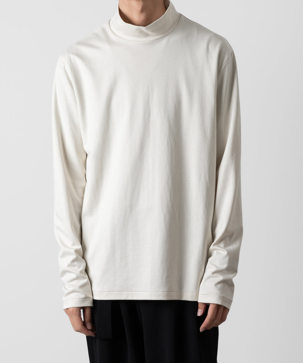 ATTACHMENT アタッチメントのCOTTON DOUBLE FACE SLIM FIT HIGHNECK L/S TEE - OFF WHITE 公式通販サイトsession福岡セレクトショップ