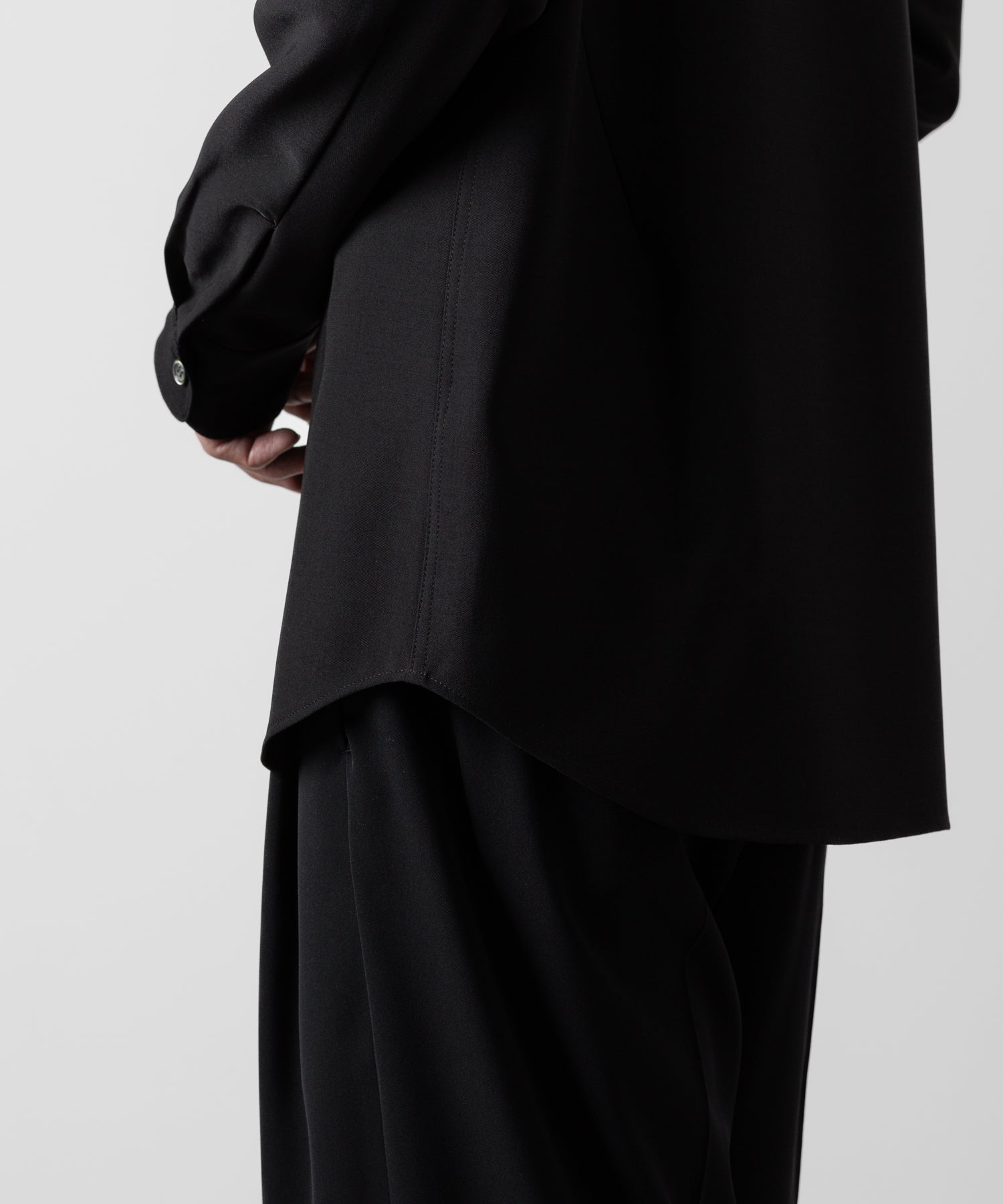 ATTACHMENT アタッチメントのPE STRETCH VIYELLA BAND COLLAR DRESS SHIRT - BLACK 公式通販サイトsession福岡セレクトショップ