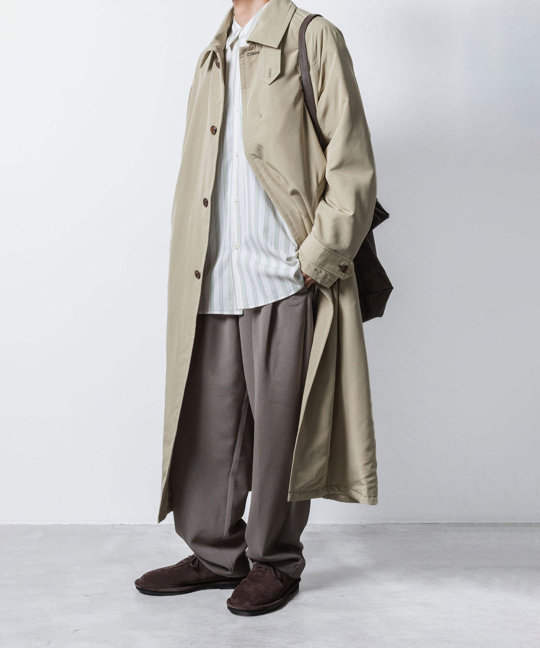 ATTACHMENT アタッチメントのCU/CO STRIPE TWILL L/S SHIRT - S.GREENの公式通販サイトsession福岡セレクトショップ