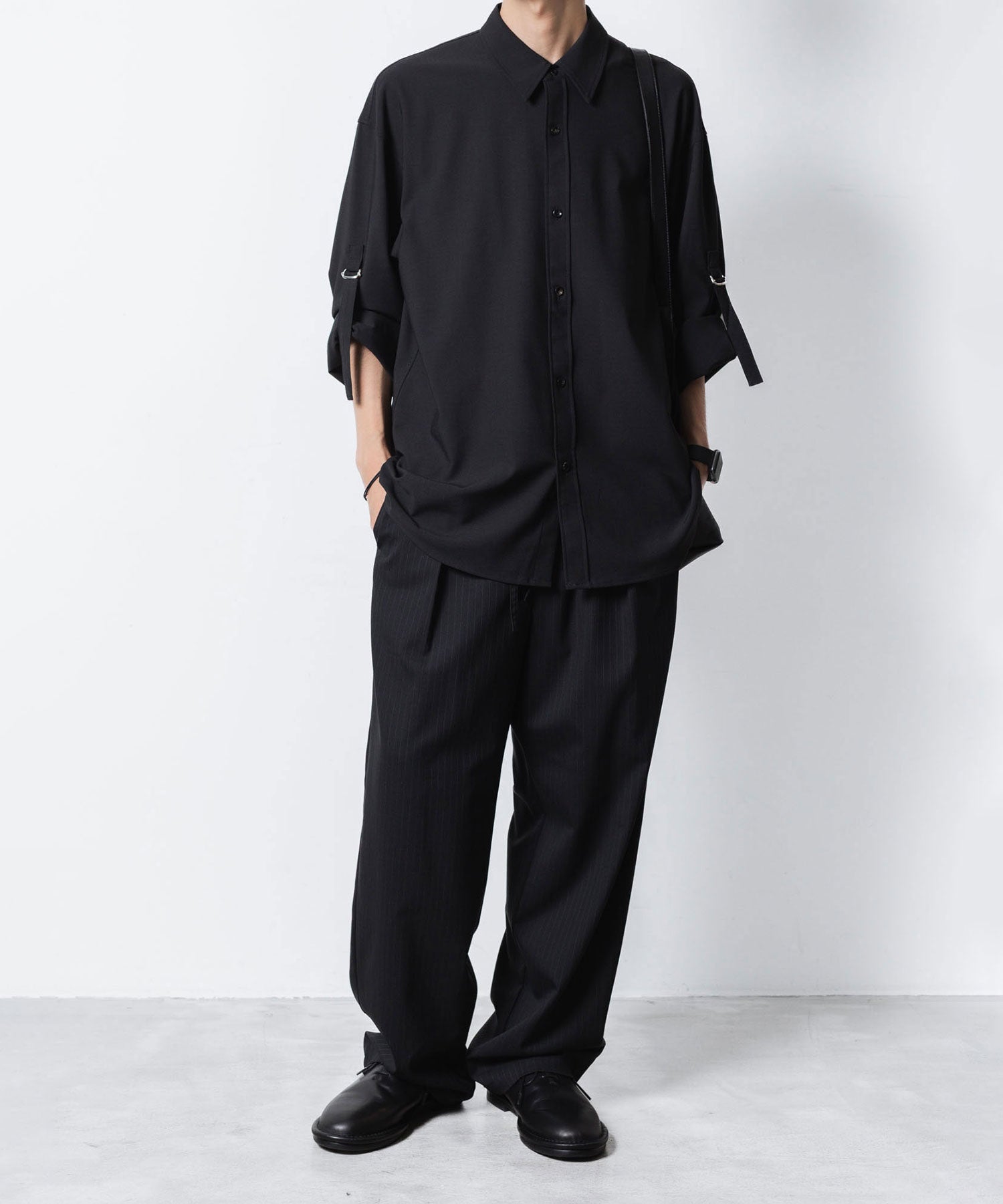 ATTACHMENT アタッチメントのPE/RY STRETCH TROPICAL STRAP SLEEVE L/S SHIRT - BLACKの公式通販サイトsession福岡セレクトショップ