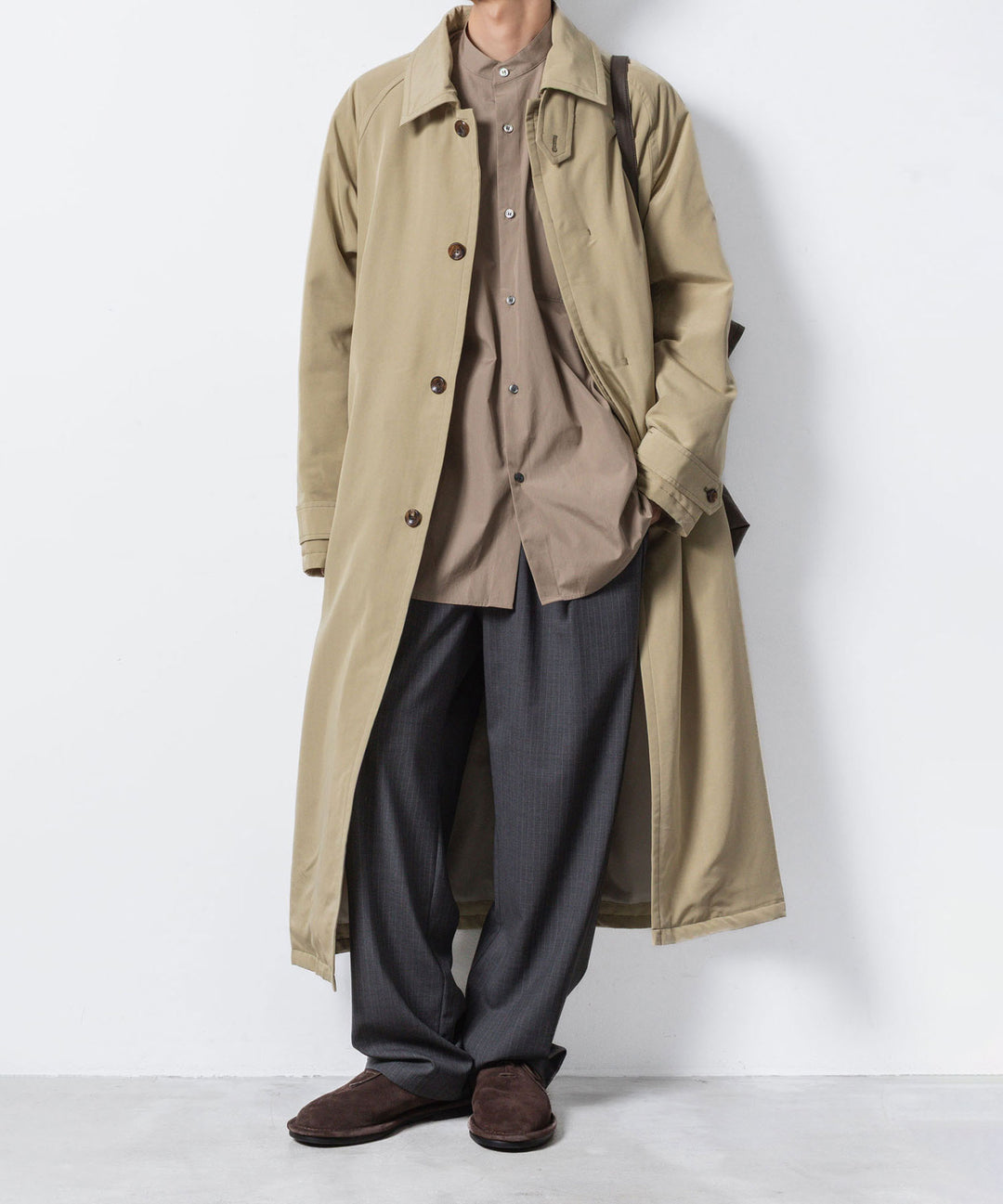 ATTACHMENT アタッチメントの140/2 GIZA BROAD BANDCOLLAR L/S SHIRT - CAMELの公式通販サイトsession福岡セレクトショップ