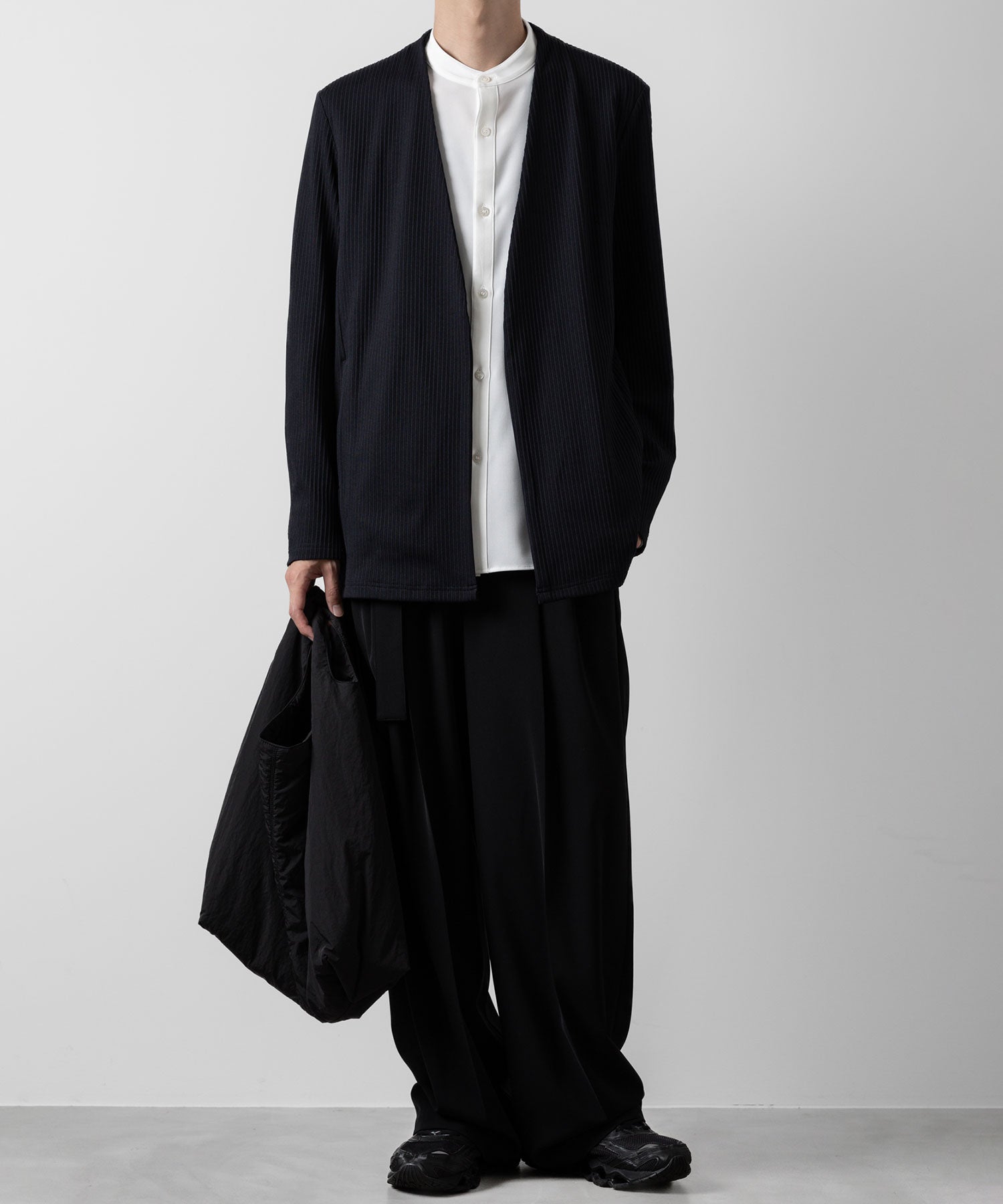 ATTACHMENT アタッチメントのPE STRETCH RIB COLLARLESS CARDIGAN - D.NAVY 公式通販サイトsession福岡セレクトショップ