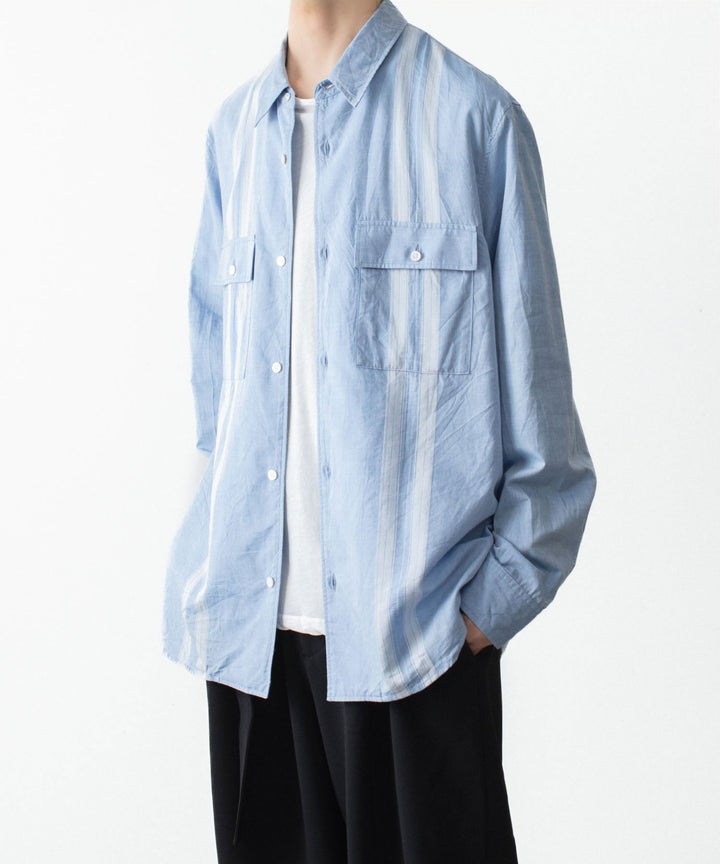 ATTACHMENT アタッチメントのCO/TEN JACQUARD LAWN PATCH POCKET L/S SHIRT - S.BLUEの公式通販サイトsession福岡セレクトショップ