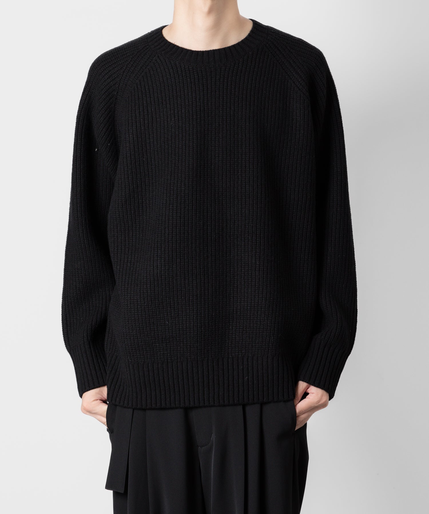 ATTACHMENT アタッチメントのBRITISH WO KNIT CREWNECK  PULLOVER - BLACK 公式通販サイトsession福岡セレクトショップ