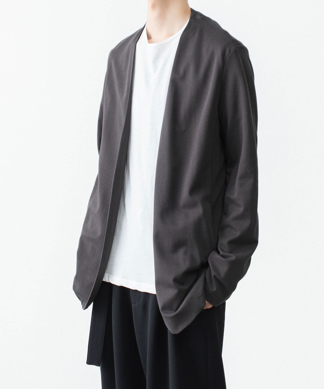 ATTACHMENT アタッチメントのCOTTON DOUBLE FACE COLLARLESS CARDIGAN - D.GRAYの公式通販サイトsession福岡セレクトショップ